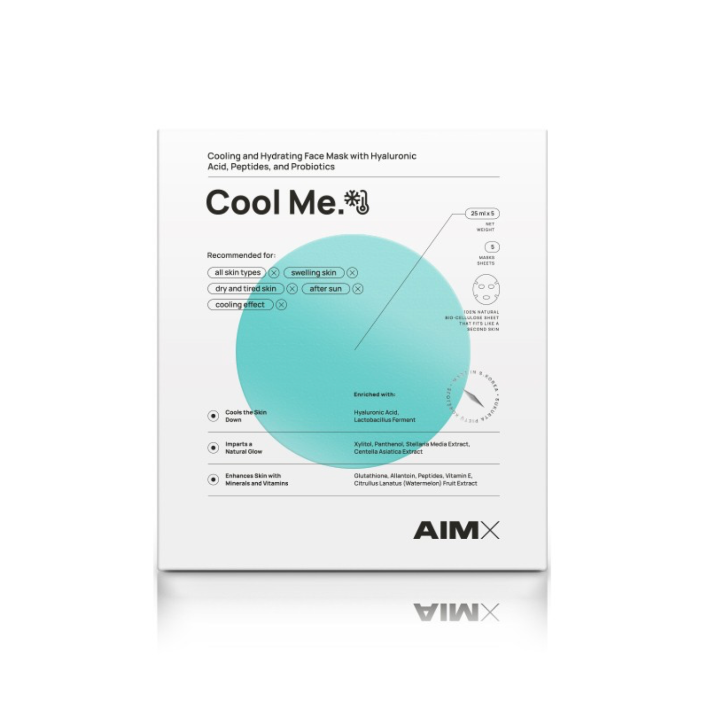 AimX COOL ME | Drėkinanti lakštinė kaukė su vėsinančiu ir raminančiu poveikiu