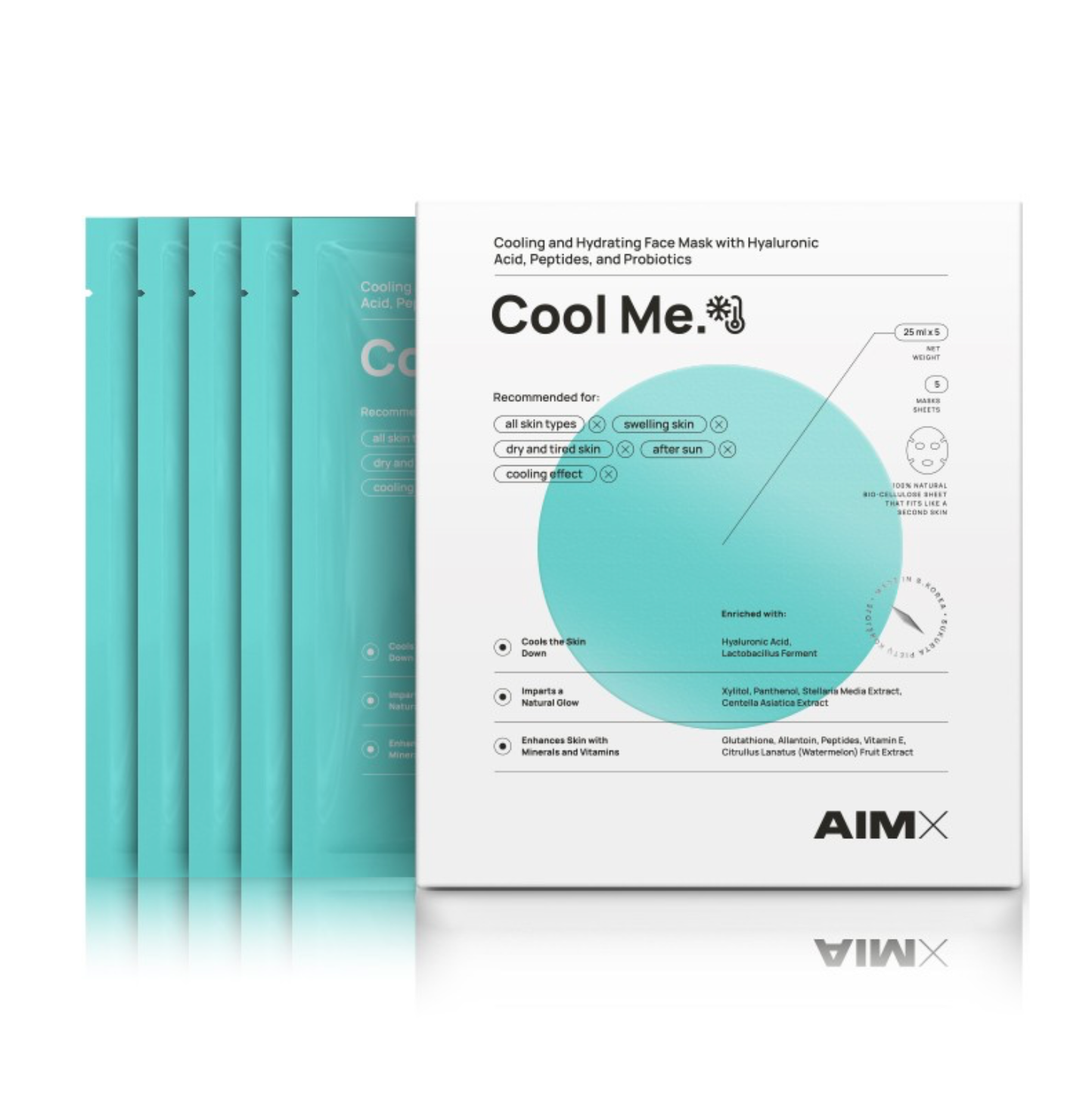 AimX COOL ME | Drėkinanti lakštinė kaukė su vėsinančiu ir raminančiu poveikiu