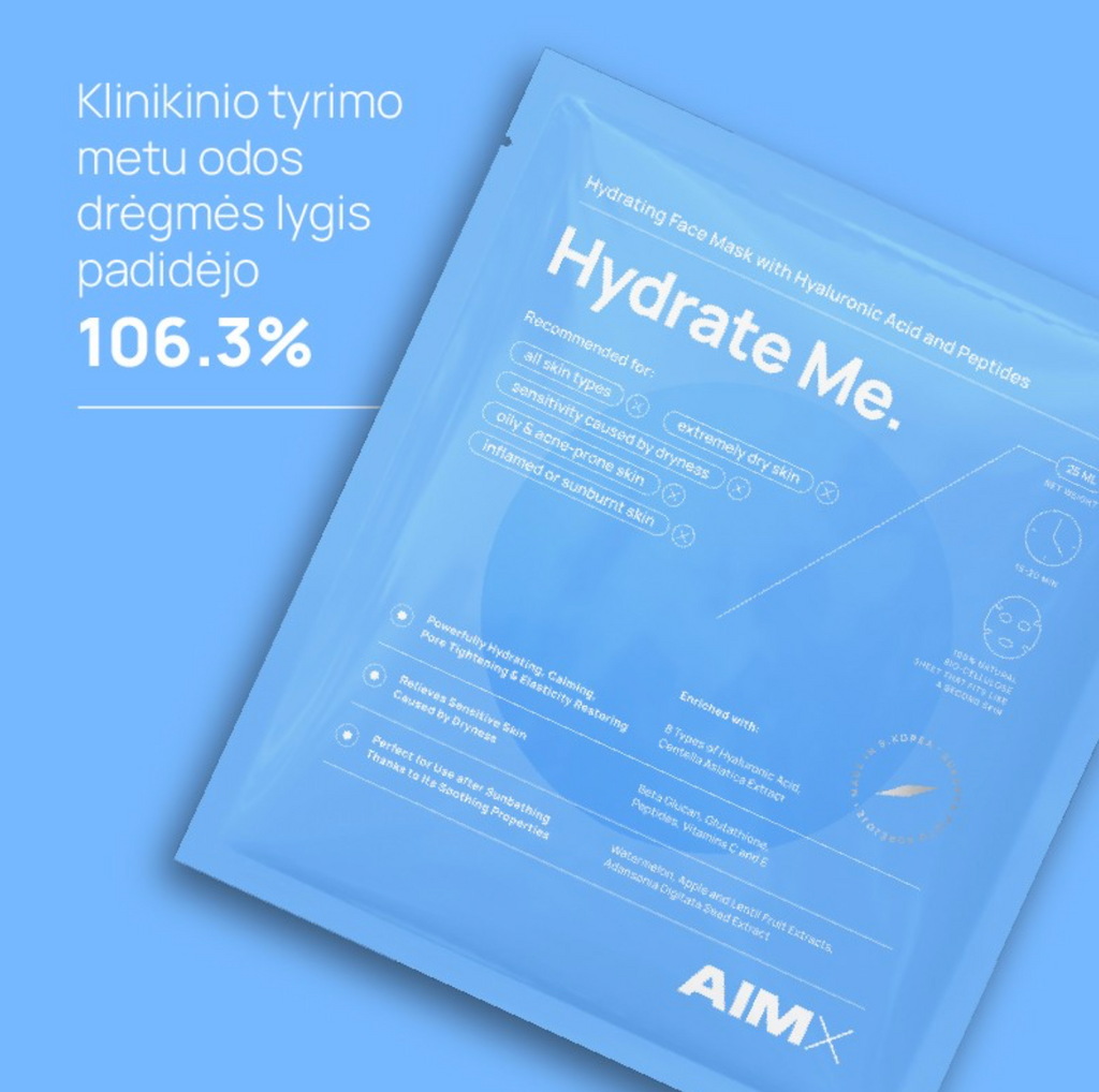 AimX HYDRATE ME | Giliai drėkinanti veido kaukė su peptidais 