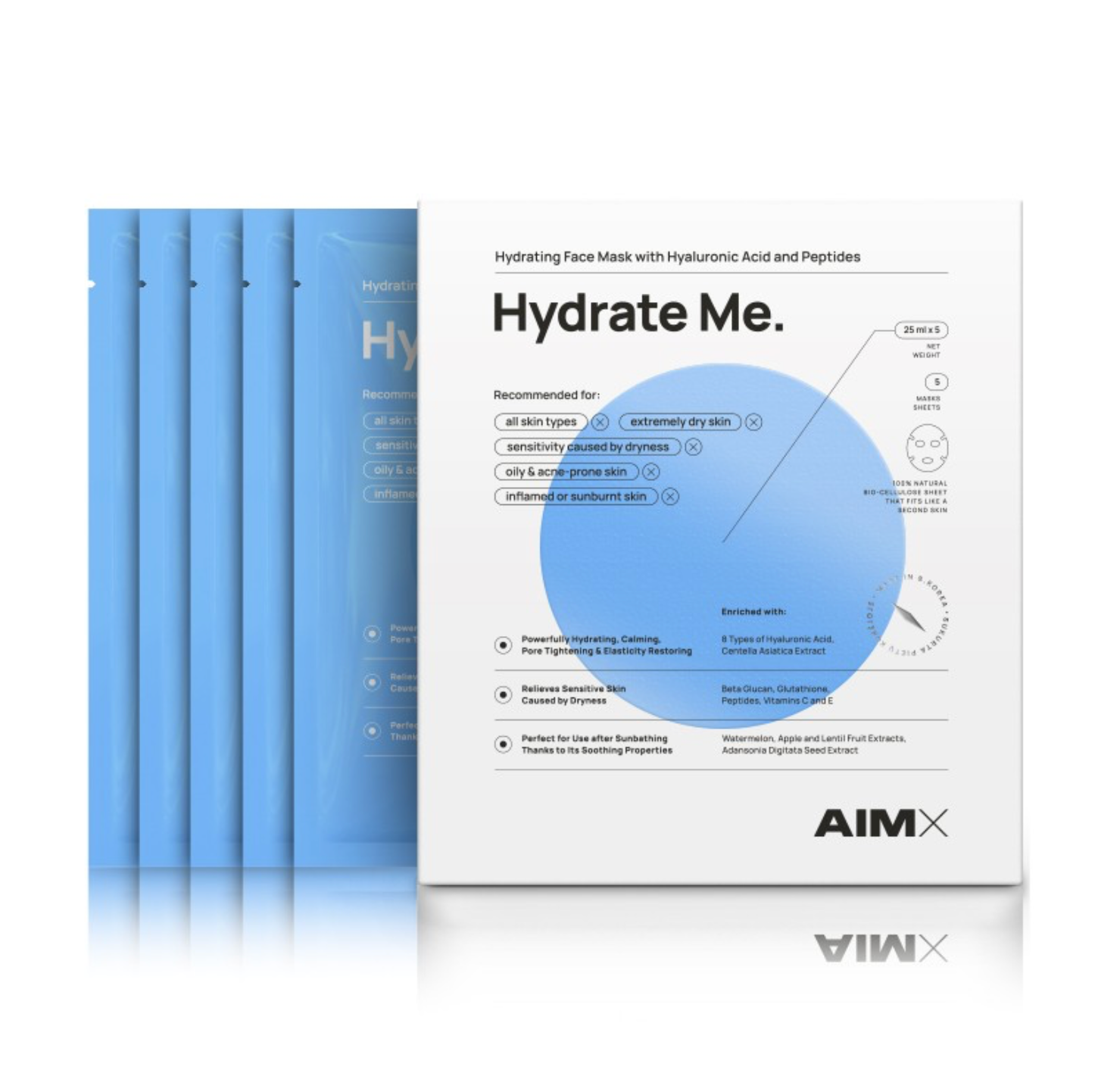 AimX HYDRATE ME | Giliai drėkinanti veido kaukė su peptidais 