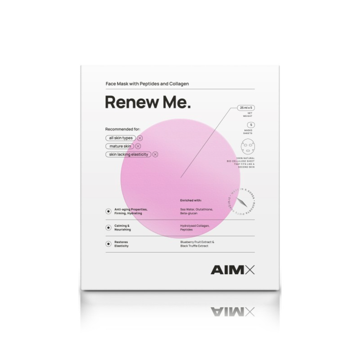 AimX RENEW ME | Lakštinė veido kaukė su peptidais ir kolagenu