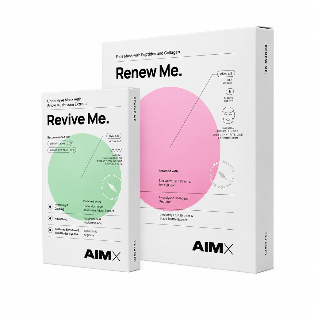 AimX RENEW+REVIVE ME | Lakštinių kaukių rinkinys veidui ir paakiams
