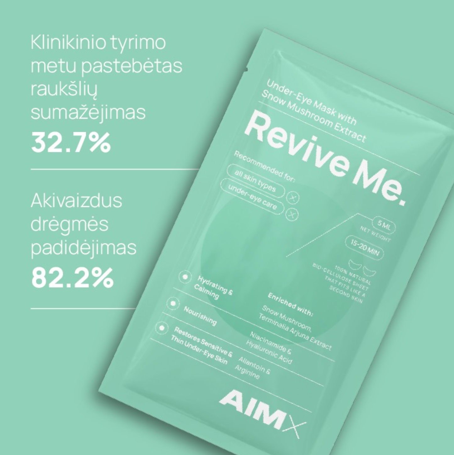 AimX REVIVE ME | Drėkinanti ir gaivinanti paakių kaukė su hialuronu