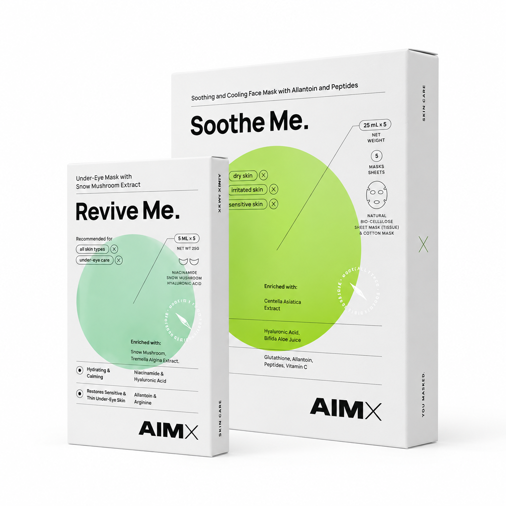 AimX SOOTHE+REVIVE ME | Lakštinių kaukių rinkinys veidui ir paakiams