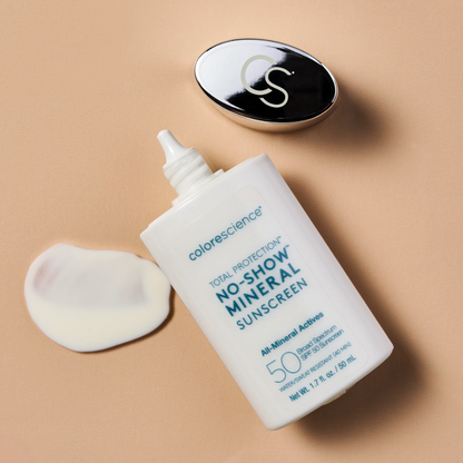 Colorescience TOTAL PROTECTION NO-SHOW MINERAL SUNSCREEN SPF 50 | Lengvos tekstūros apsauga nuo saulės