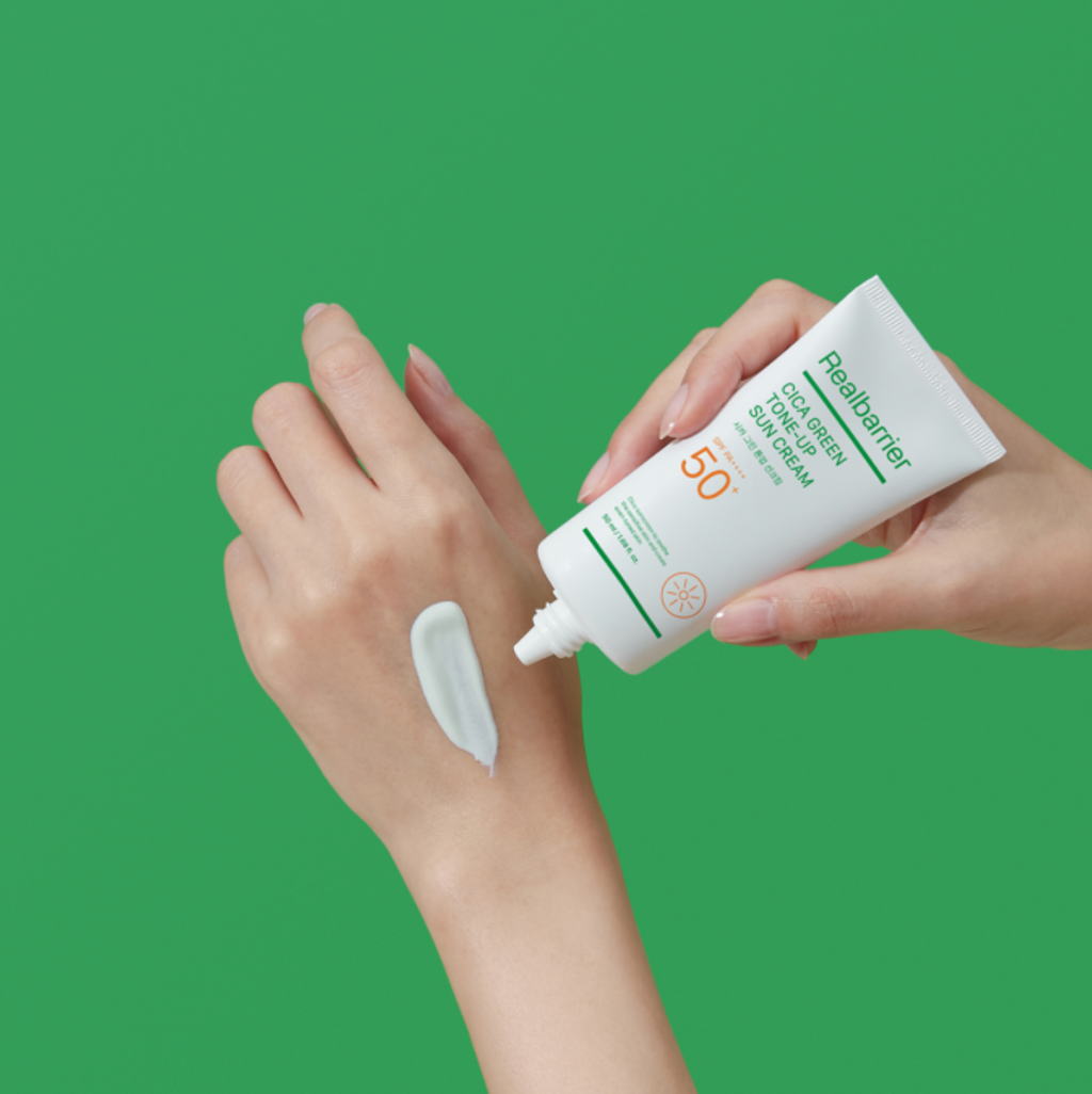 Real Barrier CICA GREEN TONE-UP SUN CREAM | Drėkinanti apsauga nuo saulės 2