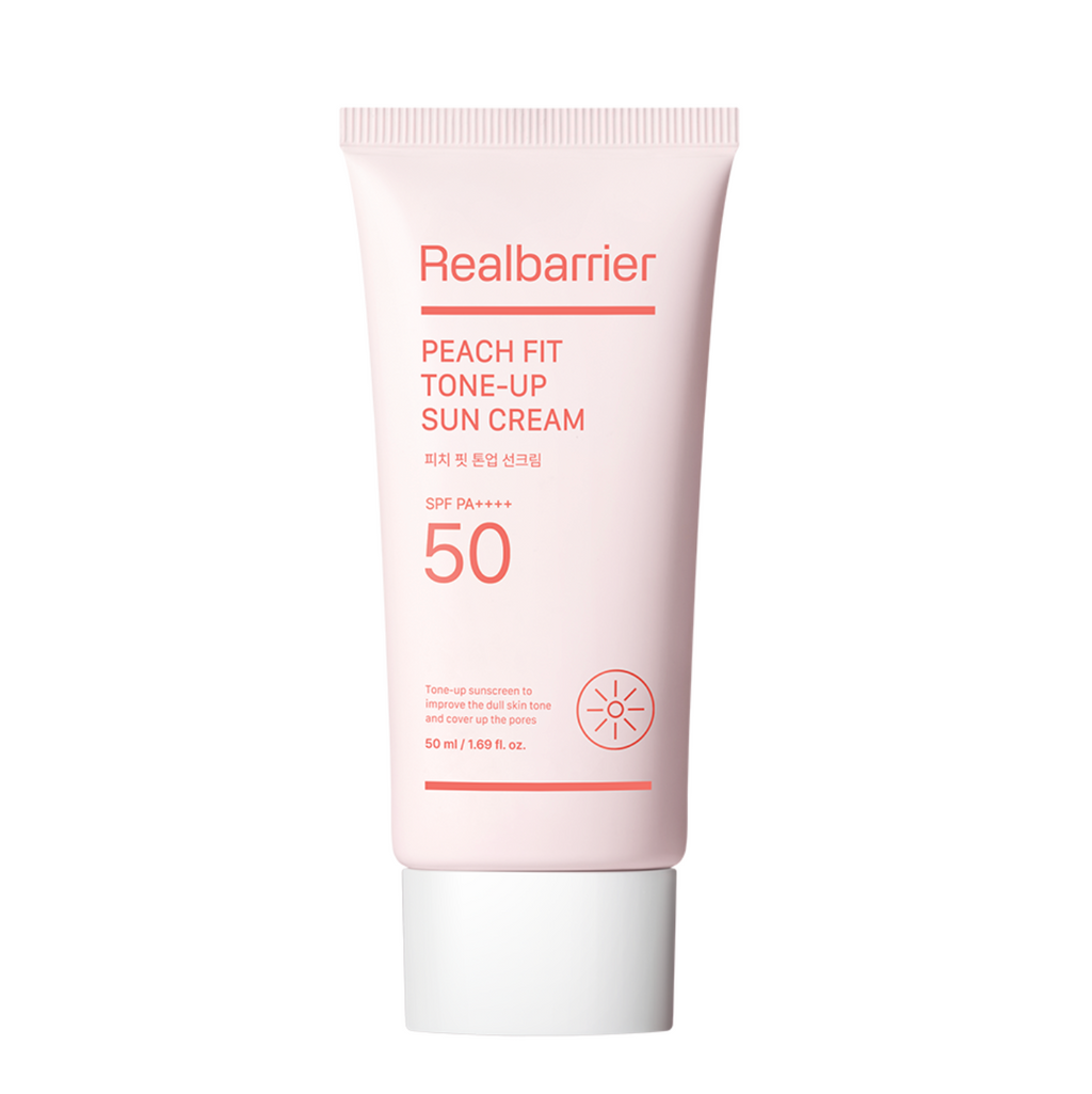 Real Barrier PEACH FIT TONE-UP SUN CREAM SPF 50+ | Apsauga nuo saulės su persikiniu atspalviu 