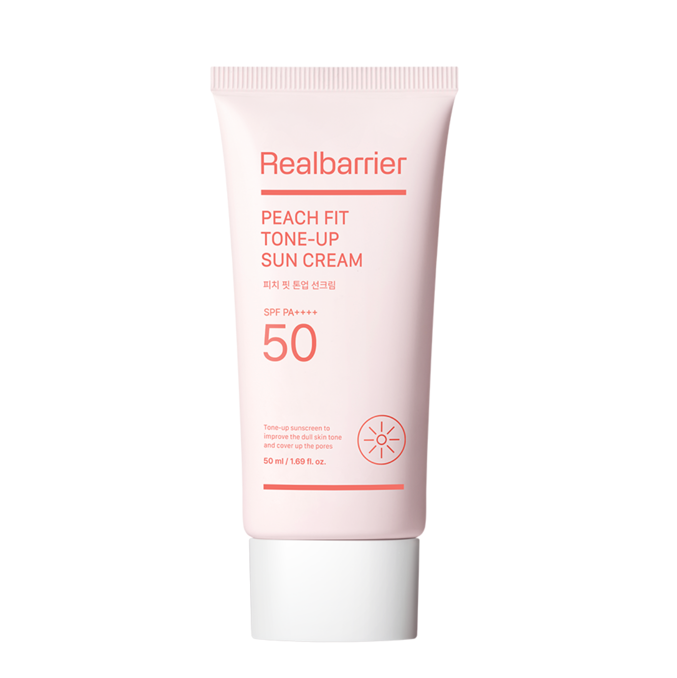 Real Barrier PEACH FIT TONE-UP SUN CREAM SPF 50+ | Apsauga nuo saulės su persikiniu atspalviu 