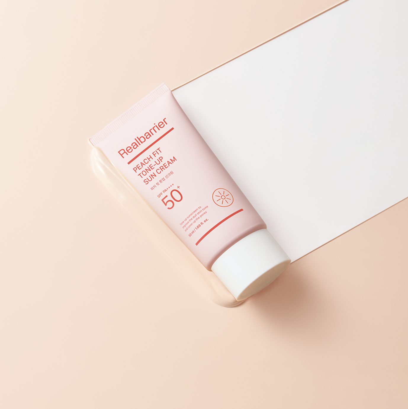 Real Barrier PEACH FIT TONE-UP SUN CREAM SPF 50+ | Apsauga nuo saulės su persikiniu atspalviu 