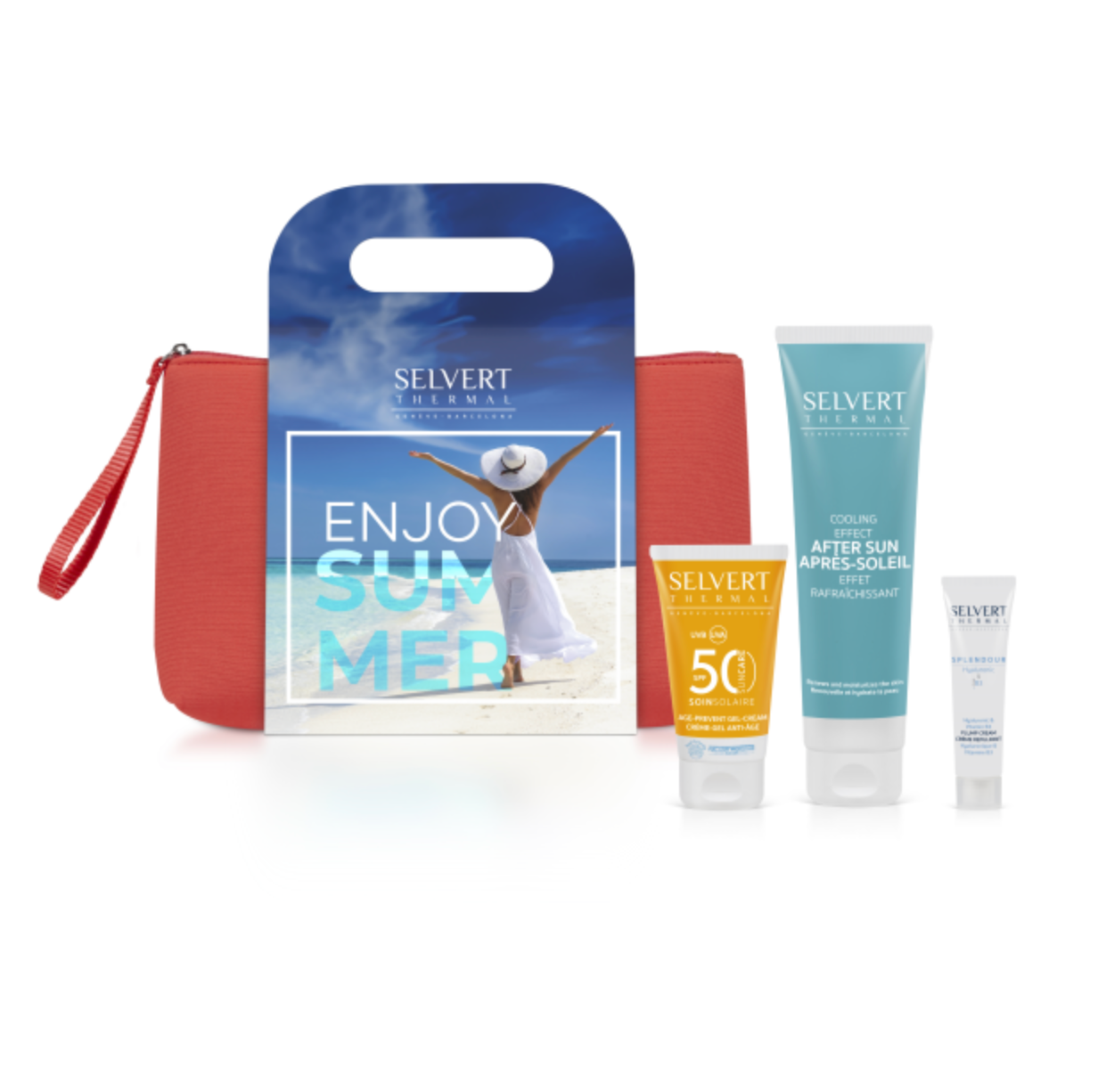 SUMMER POUCH | Rinkinys apsaugai nuo saulės kosmetinėje, 3 produktai