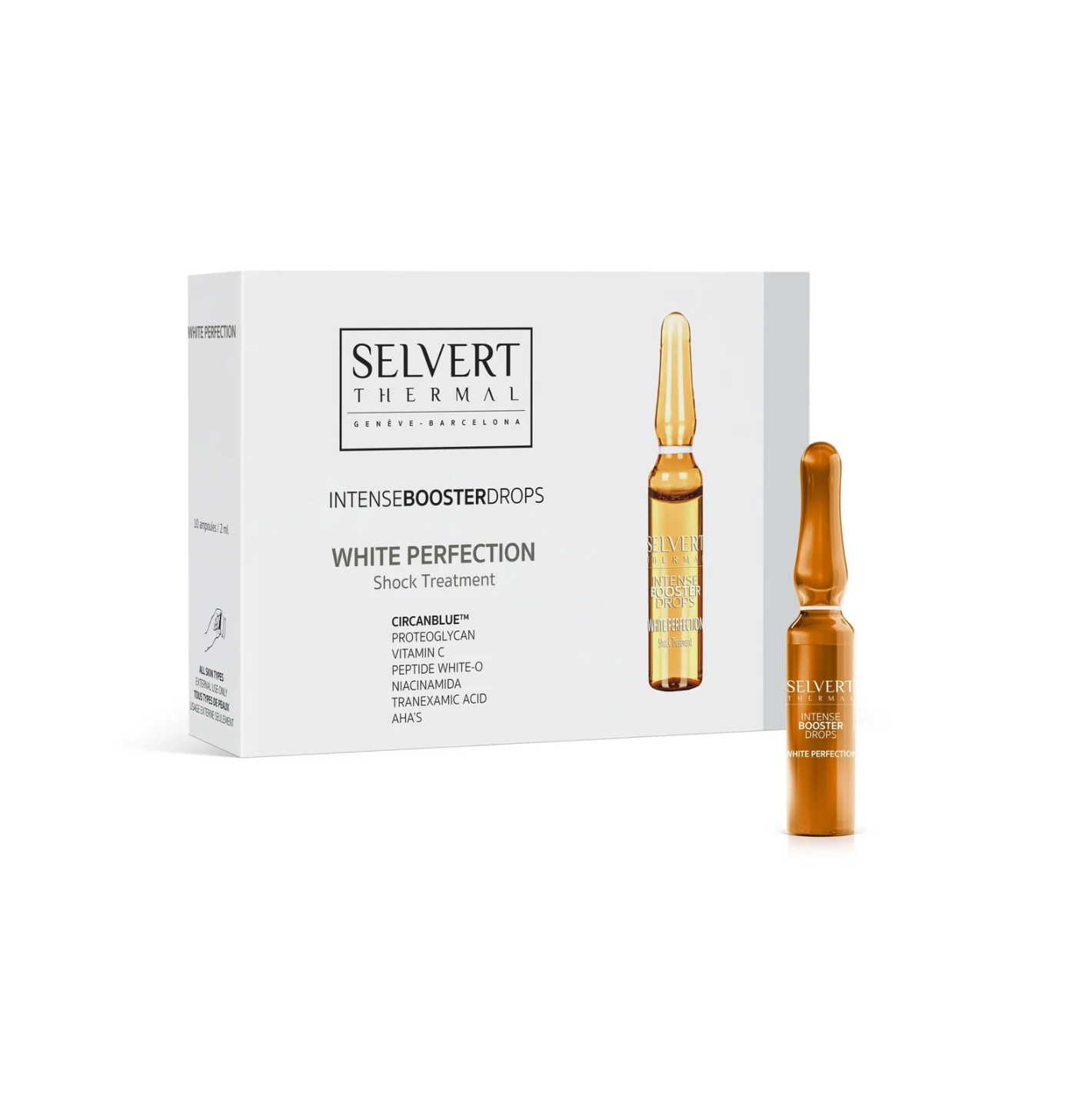 Selvert Thermal WHITE PERFECTION INTENSE BOOSTER DROPS | Intensyvus koncentratas prieš pigmentaciją
